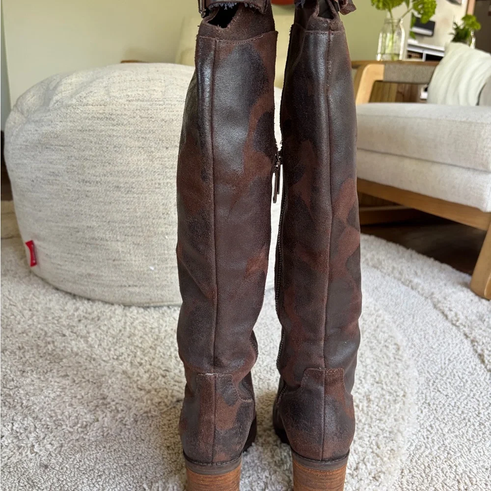 Donald Pliner Brown Leather Suede Over-the-Knee Boots 7.5